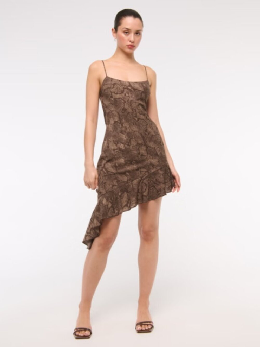 Asymmetrical Clasp-Back Midi Dress